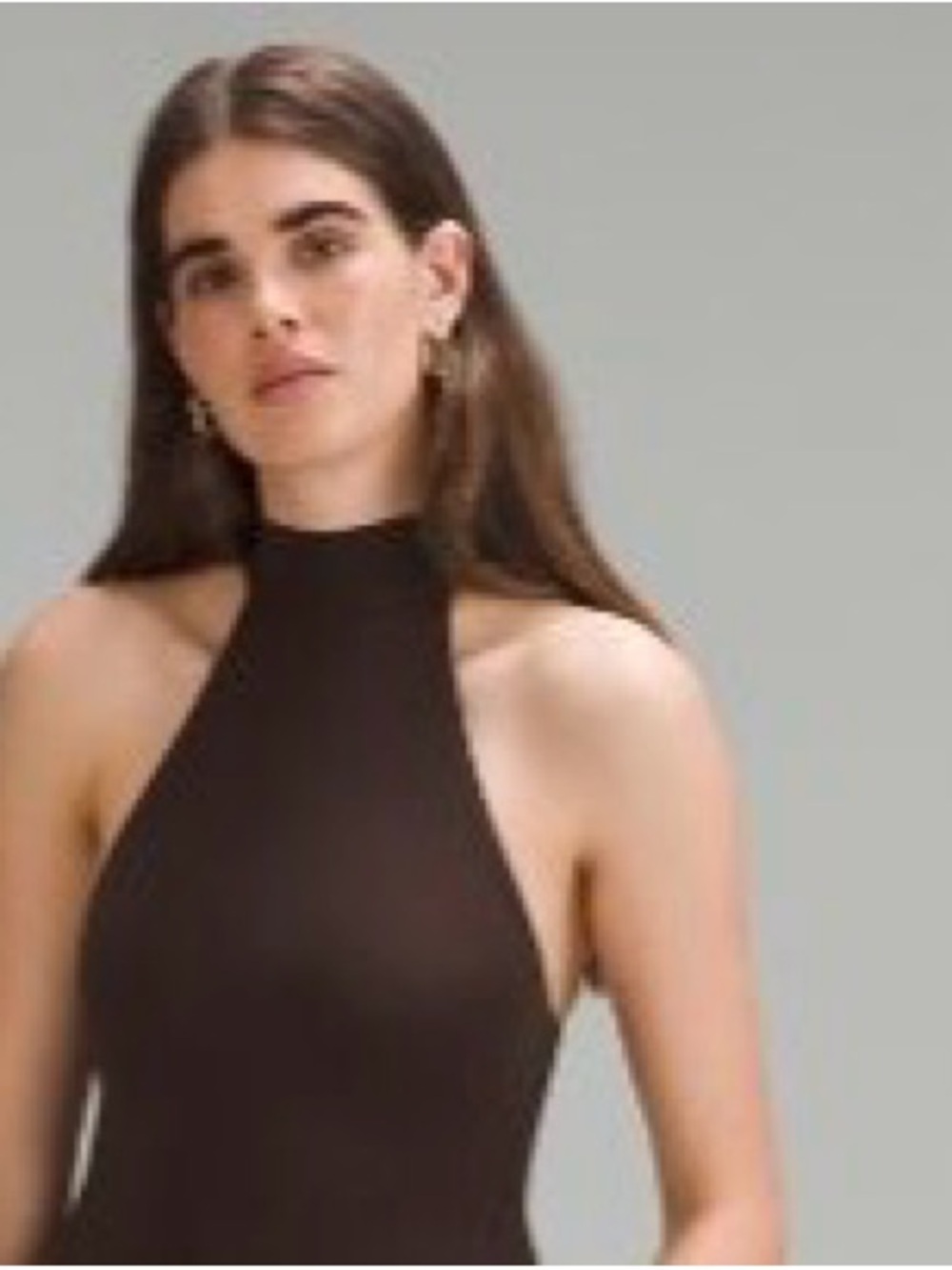 Sleek High-Neck Brown Halter Body Suit